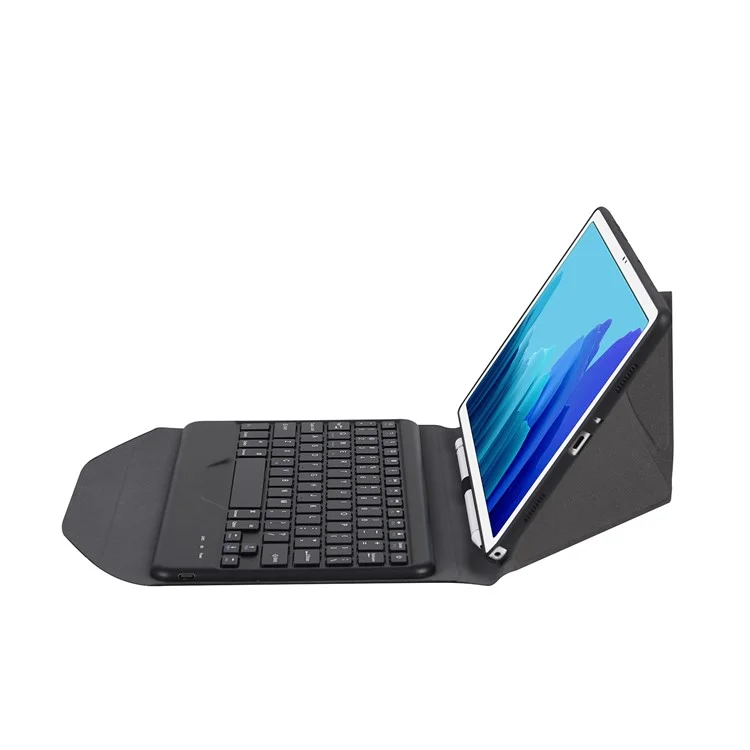 B500 Bluetooth-compatible Keyboard with Leather Stand Case (Without Backlit) for Samsung Galaxy Tab A7 10.4 (2020) (T500 / T505) - Black / Black