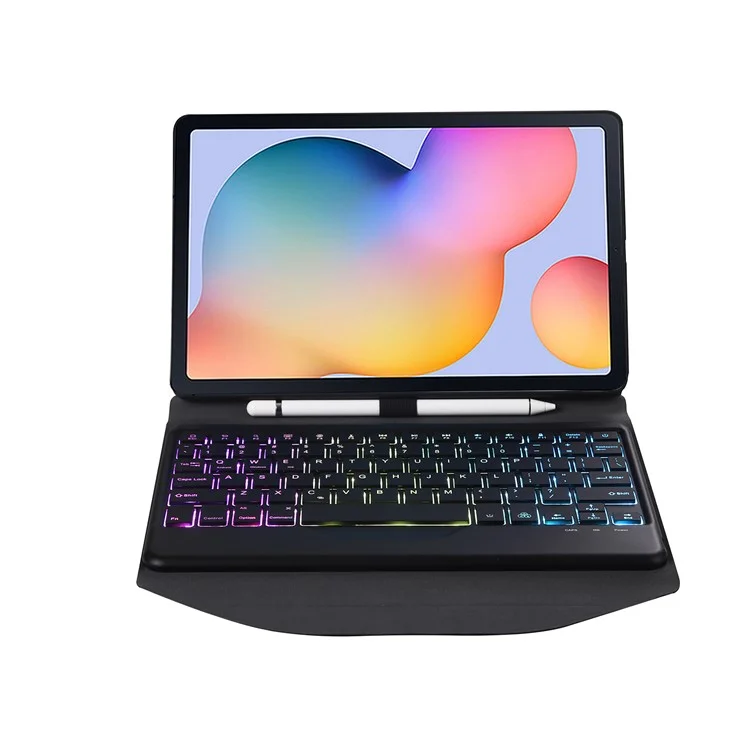 B610S 2-in-1 Leder-schutzhülle + Tastatur Mit Hintergrundbeleuchtung Für Samsung Galaxy Tab S6 Lite P610/P615 - Schwarz Schwarz
