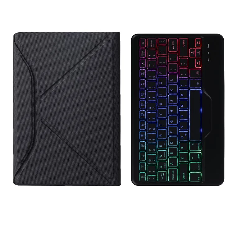 B610S 2-in-1 Leather Protective Case + Keyboard with Backlit for Samsung Galaxy Tab S6 Lite (2020) P615 P610 / (2022) / (2024) - Black / Black