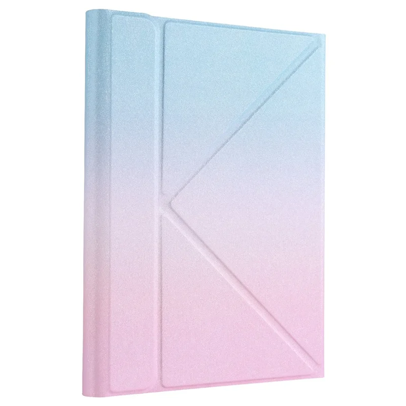 B07 Leather Protective Case + Bluetooth Keyboard Support Triangle Stand Built-in Pen Slot [without Backlit] for iPad 9.7 (2017) (2018) / iPad Pro 9.7 (2016) / iPad Air 2 - Blue/Pink