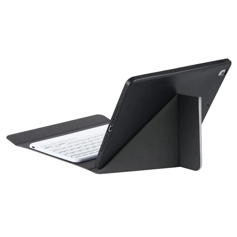 B07 Leather Protective Case + Bluetooth Keyboard Support Triangle Stand Built-in Pen Slot [without Backlit] for iPad 9.7 (2017) (2018) / iPad Pro 9.7 (2016) / iPad Air 2 - Blue/Pink