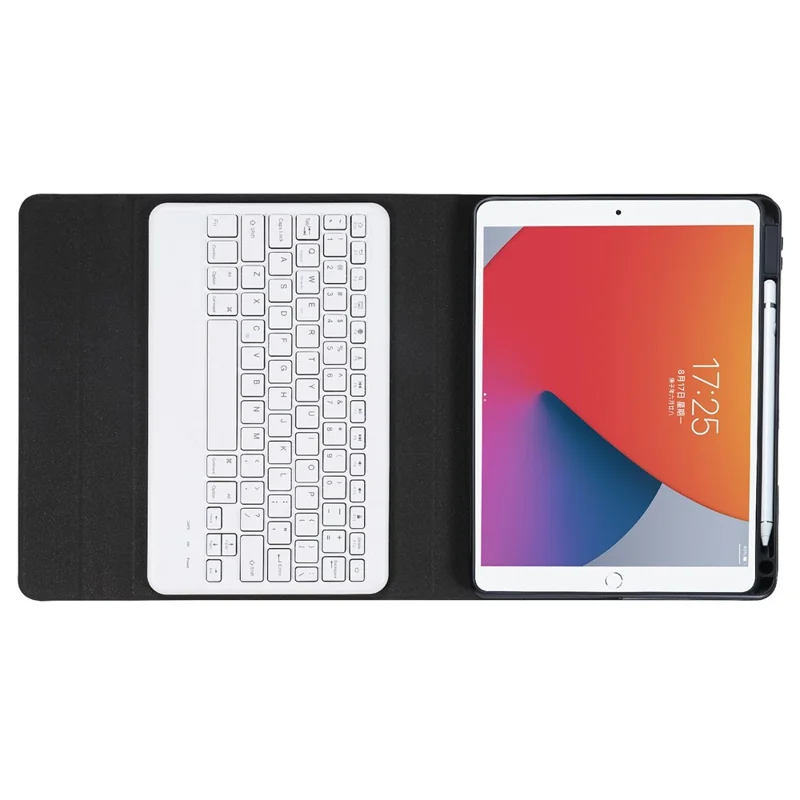 B07 Leather Protective Case + Bluetooth Keyboard Support Triangle Stand Built-in Pen Slot [without Backlit] for iPad 9.7 (2017) (2018) / iPad Pro 9.7 (2016) / iPad Air 2 - Blue/Pink