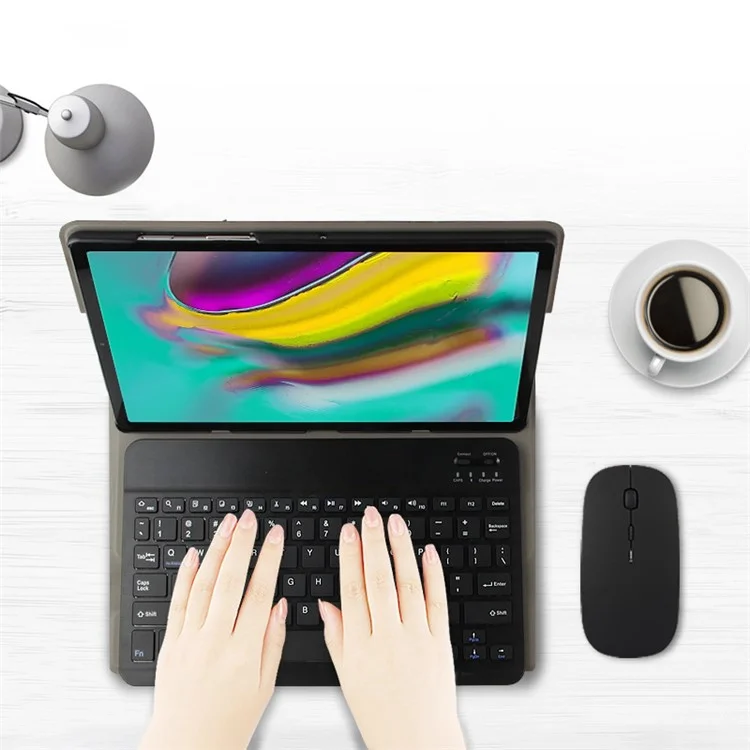 Leather Tablet Stand Case with Wireless Bluetooth-compatible Keyboard for Samsung Galaxy Tab A 10.1 (2019) T510 - Black