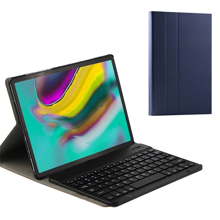 Leather Tablet Stand Case with Wireless Bluetooth-compatible Keyboard for Samsung Galaxy Tab A 10.1 (2019) T510 - Blue