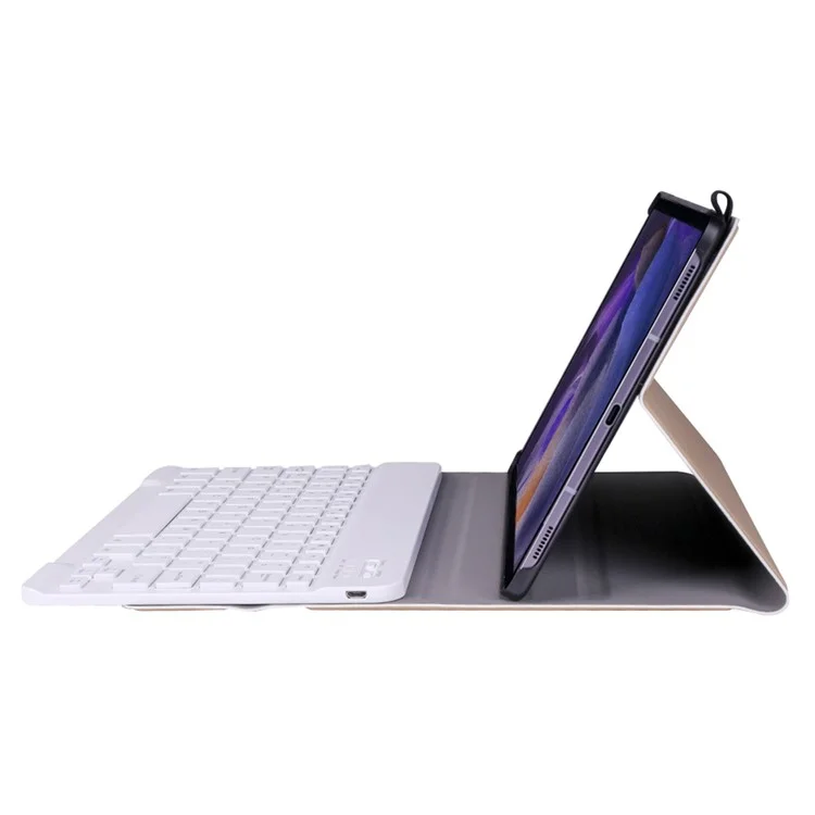 A08 Ultra-Thin Bluetooth-compatible Keyboard Leather Case with Magnetic Clasp for Samsung Galaxy Tab A8 10.5 (2021) (SM-X205 / X200) - Gold