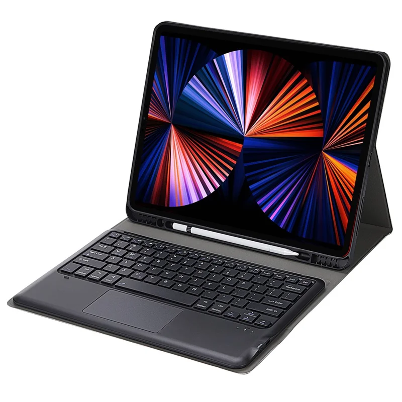 A12B-A Ultra-Thin Bluetooth-compatible Keyboard with Touch Mouse Leather Case Magnetic Closure for iPad Pro 12.9 (2021) / (2020) / (2018) - Gold