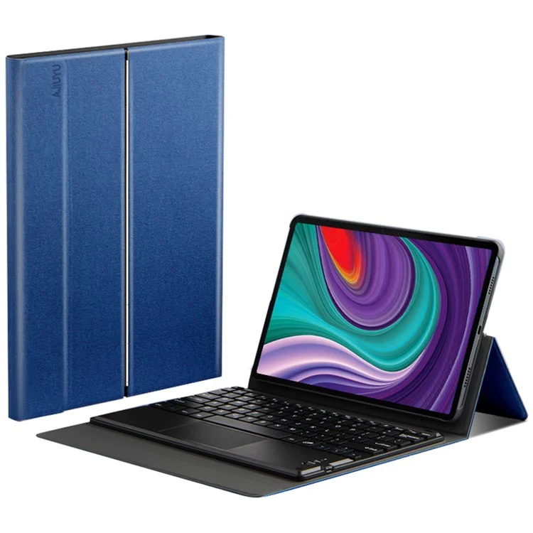 JIUYU for Lenovo Pad Pro 11.5-inch 2021 Detachable Bluetooth-compatible Keyboard with Hinge Stand Leather Case - Blue