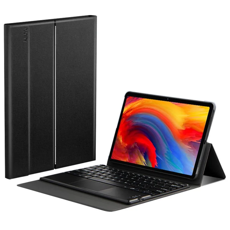 Jiuyu Hinge Stand Cover le Cuir + Touchpad Bluetooth Clavier Pour Lenovo Tab P11 5G - le Noir