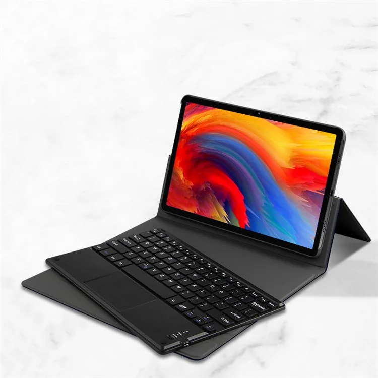 Jiuyu Hinge Stand Cover le Cuir + Touchpad Bluetooth Clavier Pour Lenovo Tab P11 5G - le Noir