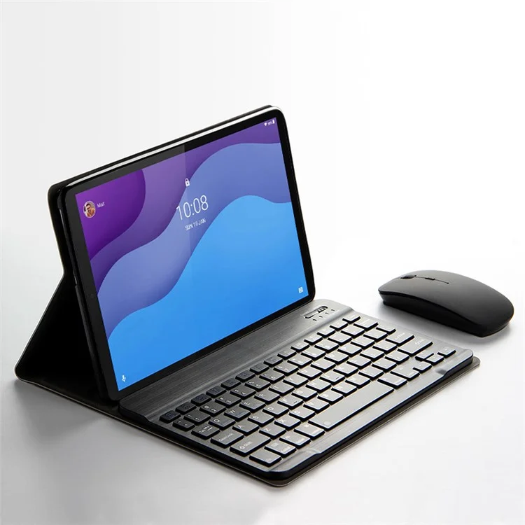AJIUYU for Lenovo Tab M10 HD Gen 2 TB-X306X / F Leather Stand Tablet Case with Detachable Magnetic Wireless Keyboard (Without Touchpad)