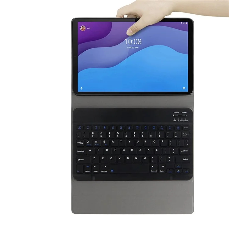 AJIUYU for Lenovo Tab M10 HD Gen 2 TB-X306X / F Leather Stand Tablet Case with Detachable Magnetic Wireless Keyboard (Without Touchpad)