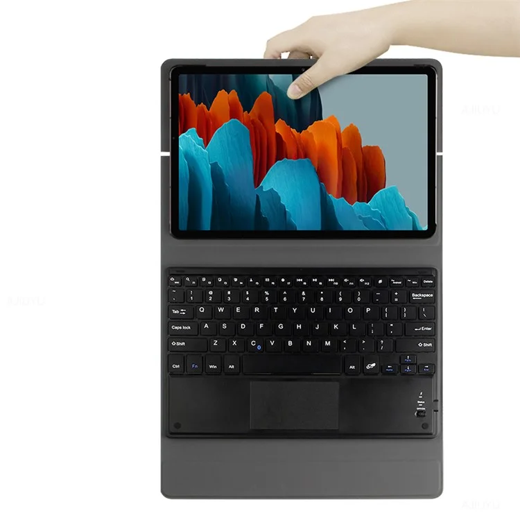 JIUYU for Samsung Galaxy Tab S10 FE / S9 FE / S9 / S8 / S7 Detachable Bluetooth-Compatible Keyboard with Hinge Stand Leather Case - Blue