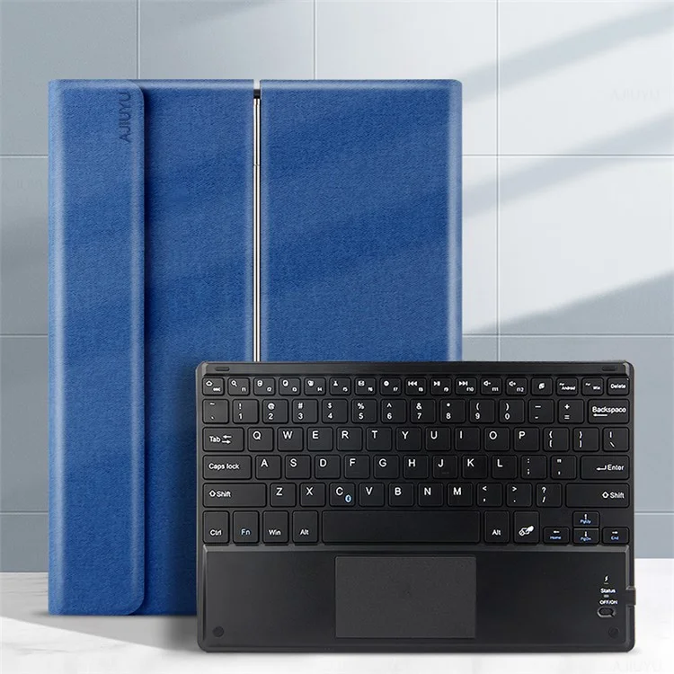 JIUYU for Samsung Galaxy Tab S10 FE / S9 FE / S9 / S8 / S7 Detachable Bluetooth-Compatible Keyboard with Hinge Stand Leather Case - Blue