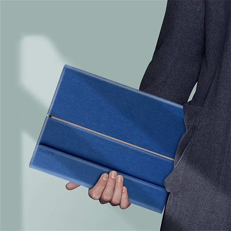 JIUYU for Samsung Galaxy Tab S10 FE / S9 FE / S9 / S8 / S7 Detachable Bluetooth-Compatible Keyboard with Hinge Stand Leather Case - Blue