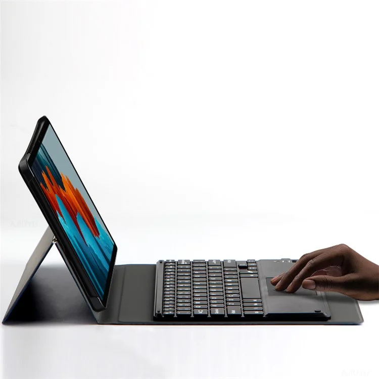 JIUYU for Samsung Galaxy Tab S10 FE / S9 FE / S9 / S8 / S7 Detachable Bluetooth-Compatible Keyboard with Hinge Stand Leather Case - Blue