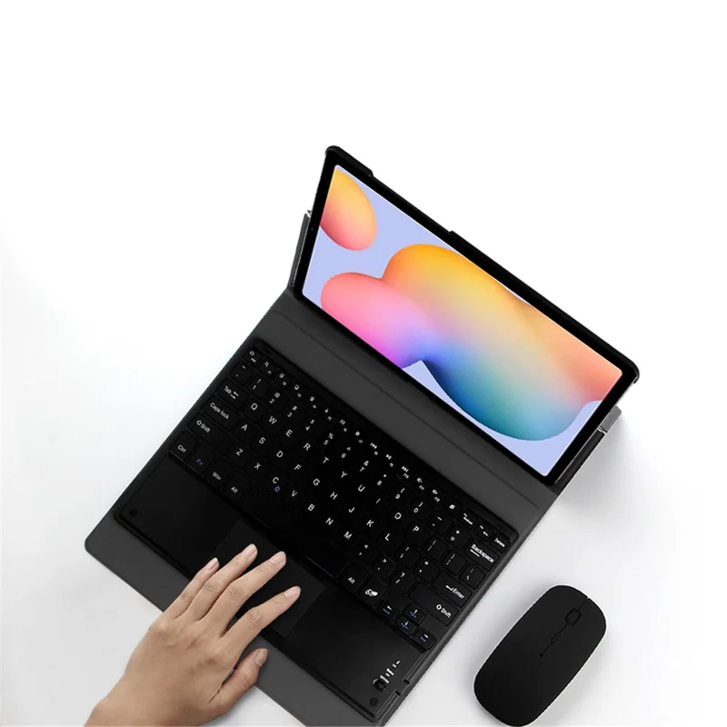 JIUYU for Samsung Galaxy Tab S6 Lite (2020) P615 P610 / (2022) / (2024) Detachable Bluetooth-compatible Keyboard with Hinge Stand Leather Case - Black