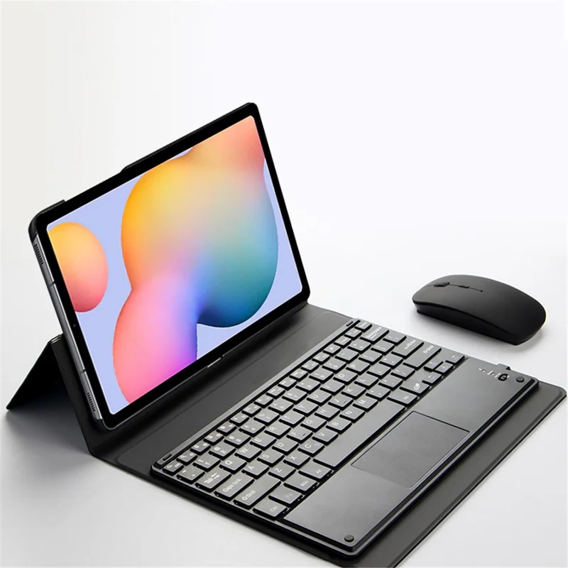 JIUYU for Samsung Galaxy Tab S6 Lite (2020) P615 P610 / (2022) / (2024) Detachable Bluetooth-compatible Keyboard with Hinge Stand Leather Case - Black