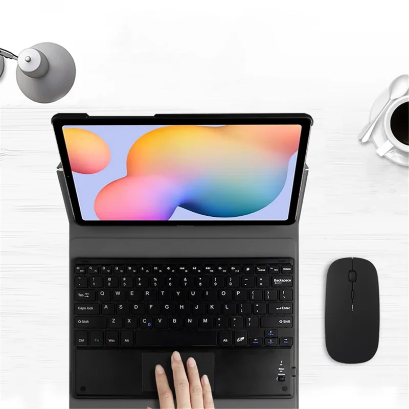 JIUYU for Samsung Galaxy Tab S6 Lite (2020) P615 P610 / (2022) / (2024) Detachable Bluetooth-compatible Keyboard with Hinge Stand Leather Case - Black
