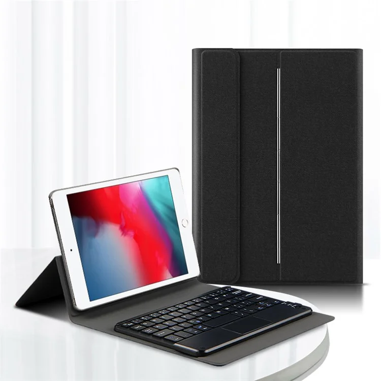 JIUYU Detachable Touchpad Bluetooth Magnetic Absorption Keyboard + Hinge Multi-angle Stand Slim Leather Cover Case for Apple iPad mini 4/mini (2019) 7.9 inch - Black