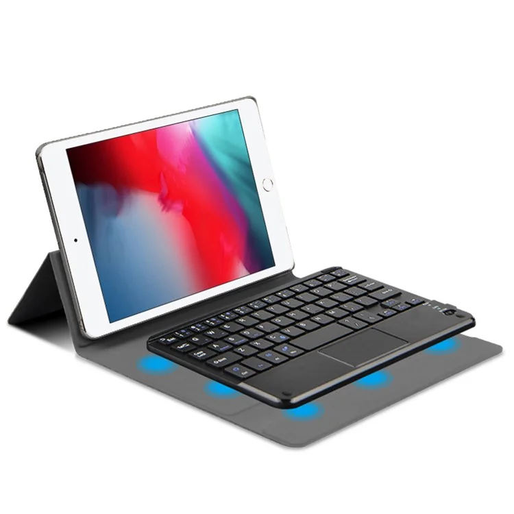 JIUYU Detachable Touchpad Bluetooth Magnetic Absorption Keyboard + Hinge Multi-angle Stand Slim Leather Cover Case for Apple iPad mini 4/mini (2019) 7.9 inch - Black