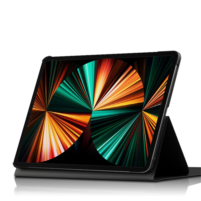 JIUYU for iPad Pro 12.9 (2020) / (2021) Detachable Bluetooth-compatible Keyboard with Hinge Stand Leather Case - Black