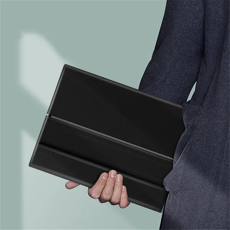 JIUYU for iPad Pro 12.9 (2020) / (2021) Detachable Bluetooth-compatible Keyboard with Hinge Stand Leather Case - Black