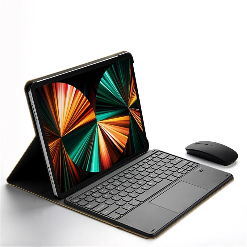 JIUYU Detachable Bluetooth-compatible Keyboard Protector Adjustable Stand Leather Case Cover for iPad Pro 12.9 (2022) / (2021) / (2020) - Brown