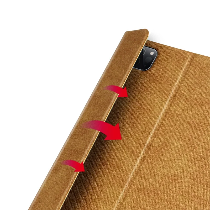 JIUYU Detachable Bluetooth-compatible Keyboard Protector Adjustable Stand Leather Case Cover for iPad Pro 12.9 (2022) / (2021) / (2020) - Brown