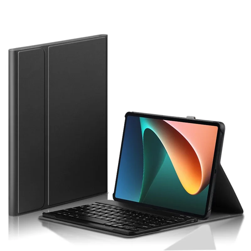 AJIUYU para Xiaomi Pad 5 / 5 Pro Funda de Cuero con Soporte para Tablet con Teclado Inalámbrico Magnético Desmontable (Sin Panel Táctil) - Negro