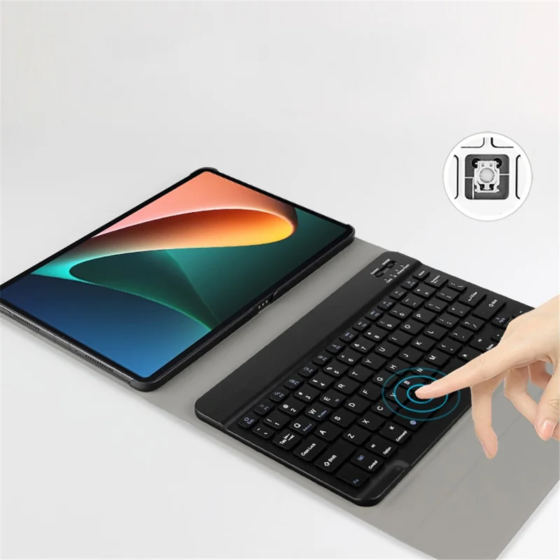 AJIUYU para Xiaomi Pad 5 / 5 Pro Funda de Cuero con Soporte para Tablet con Teclado Inalámbrico Magnético Desmontable (Sin Panel Táctil) - Negro