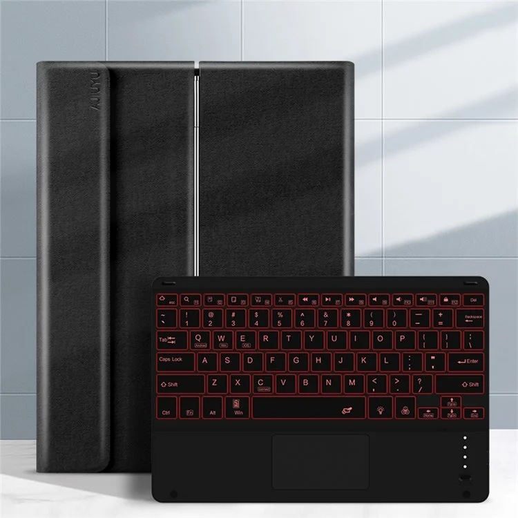 Jiuyu Ultra-fhin Tablet Cover Capa de Proteção Caso de Proteção + Teclado Bluetooth Sem Fio Retroiluminado Colorido Para Huawei Matepad Pro 12.6 (2021) - Preto