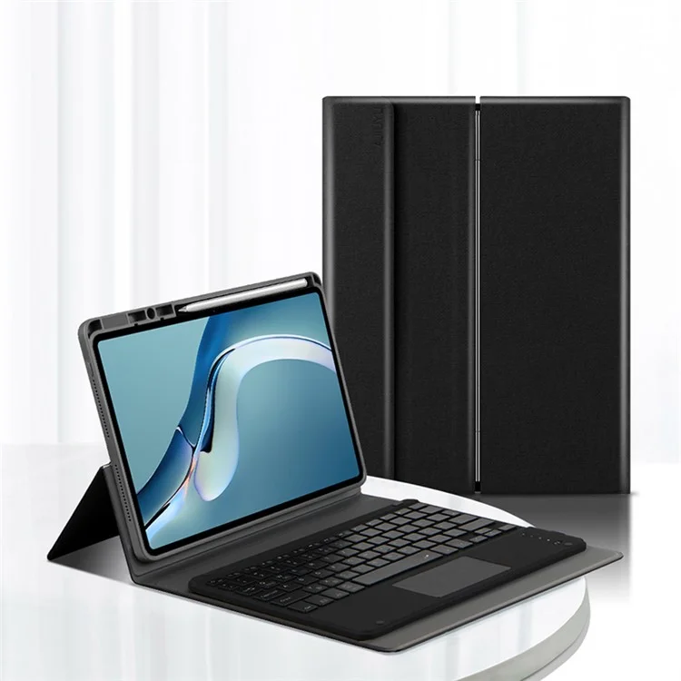 Jiuyu Ultra-fhin Tablet Cover Capa de Proteção Caso de Proteção + Teclado Bluetooth Sem Fio Retroiluminado Colorido Para Huawei Matepad Pro 12.6 (2021) - Preto