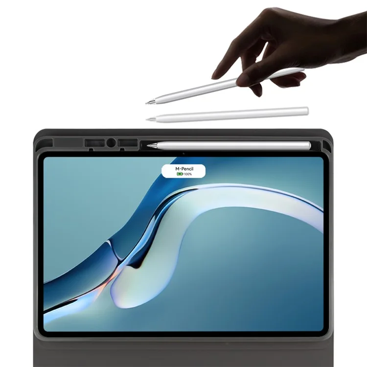 Jiuyu Ultra-fhin Tablet Cover Capa de Proteção Caso de Proteção + Teclado Bluetooth Sem Fio Retroiluminado Colorido Para Huawei Matepad Pro 12.6 (2021) - Preto