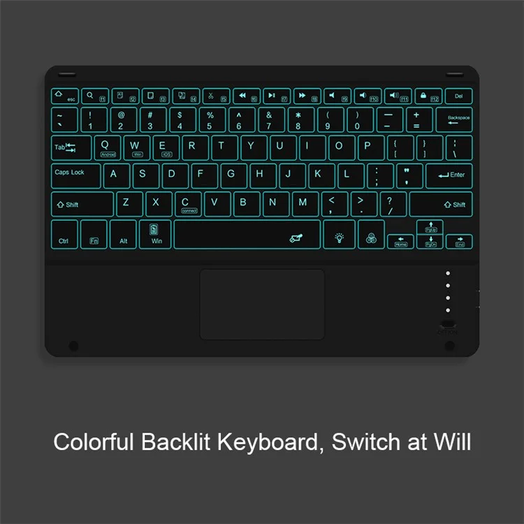 Jiuyu Ultra-fhin Tablet Cover Capa de Proteção Caso de Proteção + Teclado Bluetooth Sem Fio Retroiluminado Colorido Para Huawei Matepad Pro 12.6 (2021) - Preto