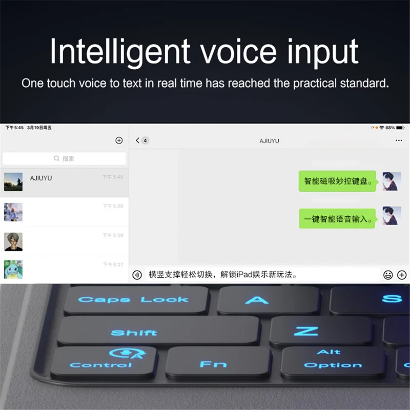 JIUYU For iPad Pro 12.9 (2022)  / (2021) / (2020) / (2018) Leather Case + Bluetooth-compatible Keyboard with Backlight Trackpad - Black