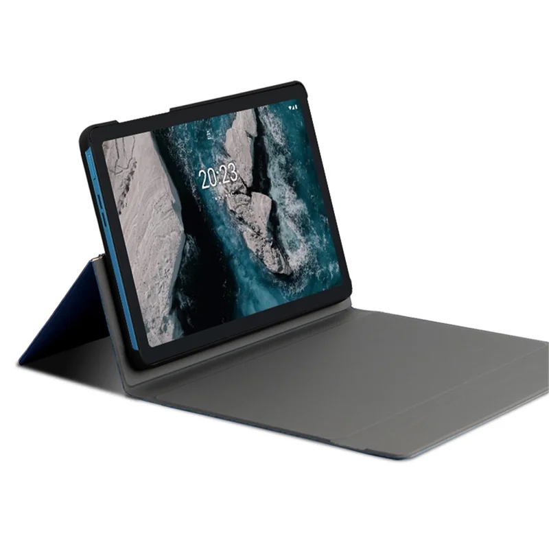 JIUYU for Nokia T20 Detachable Bluetooth-compatible Keyboard with Hinge Stand Leather Case - Blue