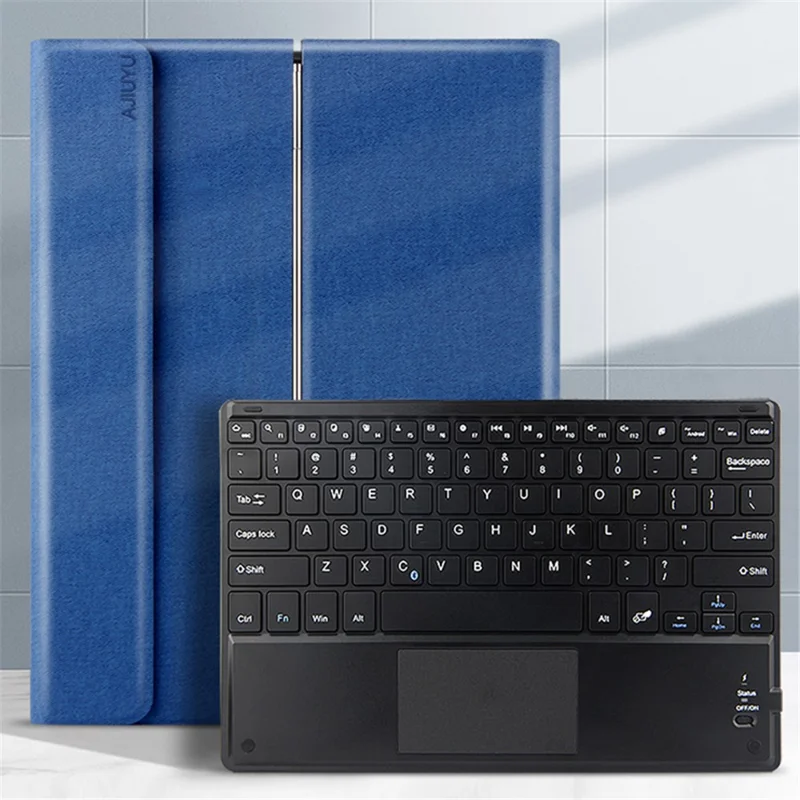 JIUYU for Nokia T20 Detachable Bluetooth-compatible Keyboard with Hinge Stand Leather Case - Blue