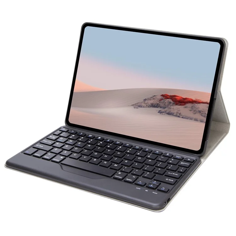 SFGO für Microsoft Surface Go / Go 2 / Go 3 Holzstruktur PU-Leder Außenhülle Bluetooth-Tastatur-Set mit TPU Innerer Stoßfänger-Hülle - Schwarz