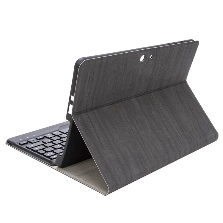 SFGO für Microsoft Surface Go / Go 2 / Go 3 Holzstruktur PU-Leder Außenhülle Bluetooth-Tastatur-Set mit TPU Innerer Stoßfänger-Hülle - Schwarz