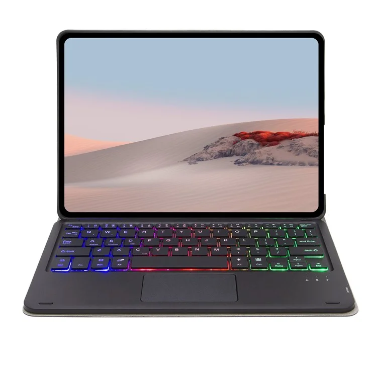 SFGO-AS Für Microsoft Surface Go/Go 2/Go 3 Drei Farben Backbeleuchtung Touch Mouse Design Bluetooth 5.0 Tastatur + Holztextur PU Leder Außenabdeckung Mit TPU Inner Stoßstange Hülle