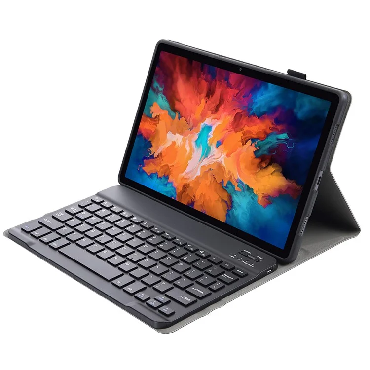 For Lenovo Pad Plus J607F / Tab P11 J606F / Tab P11 5G AM12 Bluetooth-compatible 3.0 Ultra Thin Keyboard Fine Texture Leather Case Set - Black
