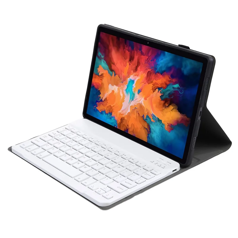 Set custodia in pelle con texture fine e tastiera ultra sottile Bluetooth 3.0 per Lenovo Pad Plus J607F / Tab P11 J606F / Tab P11 5G AM12 - Oro