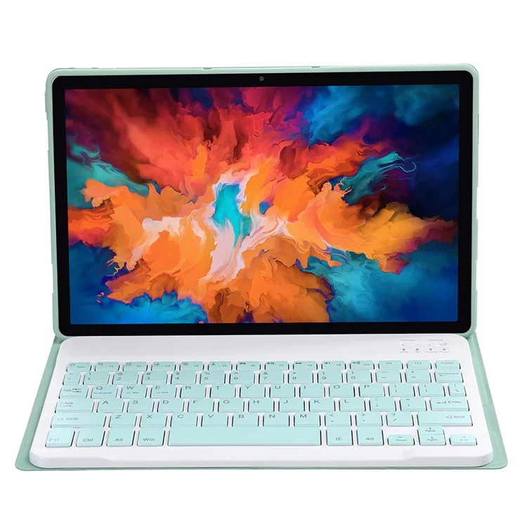 Para Lenovo Pad Plus J607F / Tab P11 J606F / Tab P11 5G AM12 Teclado Bluetooth 3.0 Ultra Fino Conjunto de Capa de Couro de Textura Fina - Verde Claro