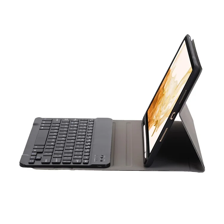 Pour Samsung Galaxy Tab S8 PU Cuir+TPU Étui de Support de Tablette avec Clavier Bluetooth sans Fil - Noir