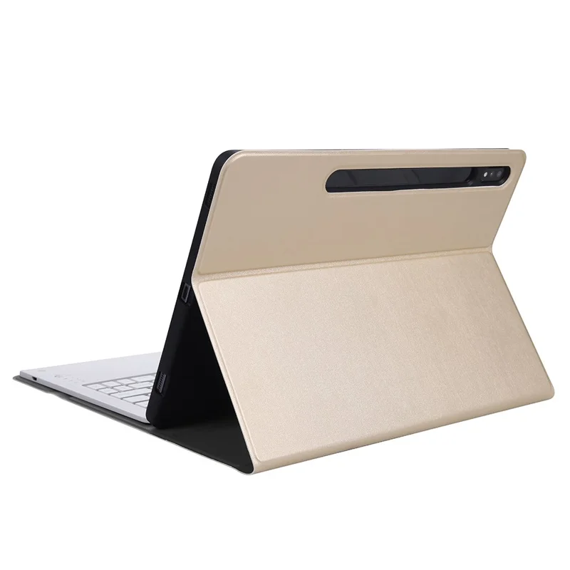 A800B For Samsung Galaxy Tab S8+ X800 Wireless Bluetooth-compatible Keyboard with Pen Slot Design Detachable Leather Tablet Case Shell - Gold