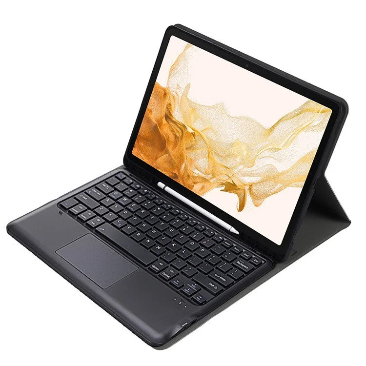 A800B-A Para Samsung Galaxy Tab S8+ X800 Pen Slot Design Leather Tablet Case Cover + Wireless Bluetooth Keyboard - Preto