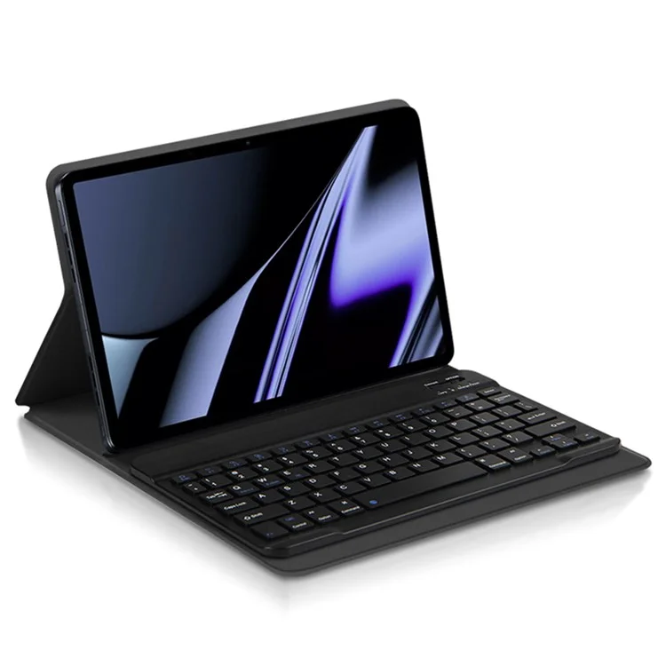 AJIUYU For OPPO Pad Leather Stand Tablet Case with Detachable Magnetic Wireless Keyboard (Without Touchpad) - Black