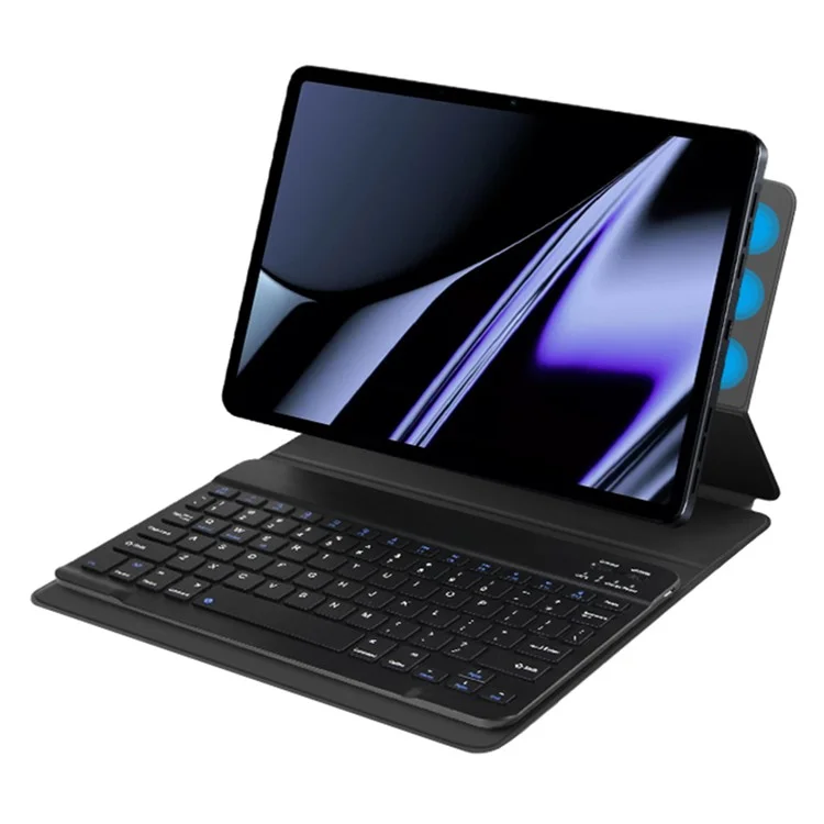 AJIUYU For OPPO Pad Leather Stand Tablet Case with Detachable Magnetic Wireless Keyboard (Without Touchpad) - Black