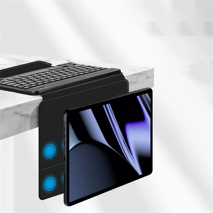AJIUYU For OPPO Pad Leather Stand Tablet Case with Detachable Magnetic Wireless Keyboard (Without Touchpad) - Black