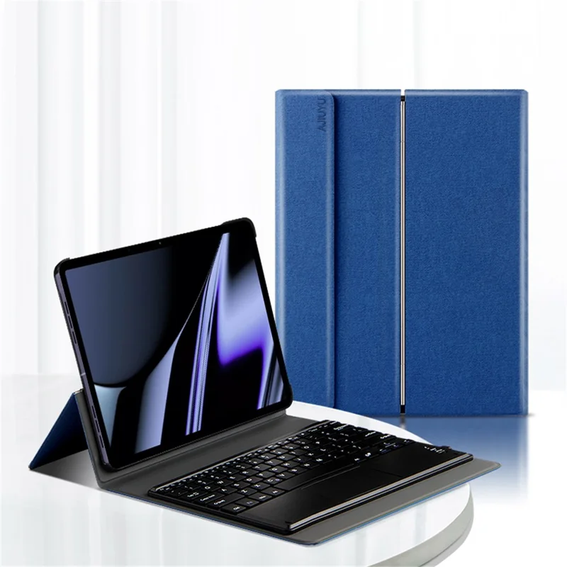 JIUYU for OPPO Pad Detachable Bluetooth-compatible Keyboard with Hinge Stand Leather Case - Blue